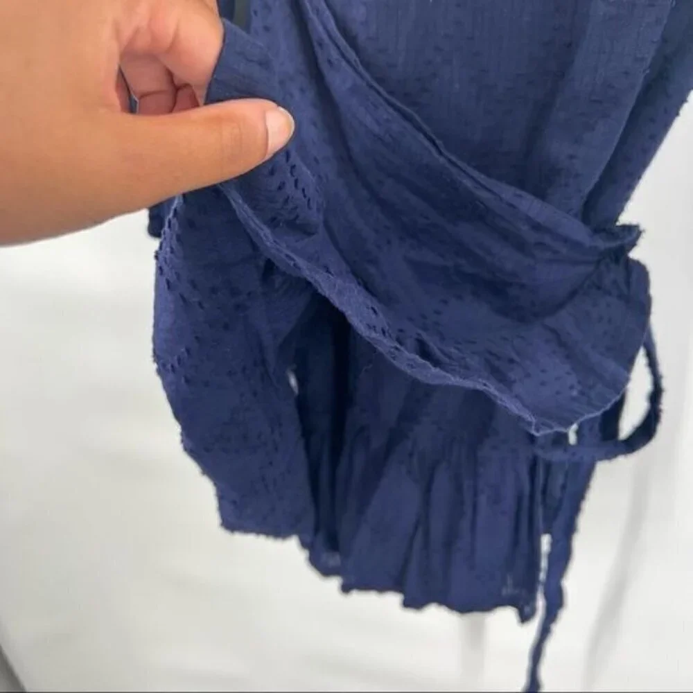 J. Crew blue cotton faux wrap dress size S